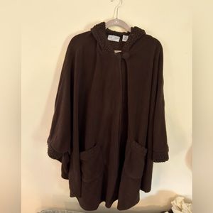 Oversized, hooded brown shawl